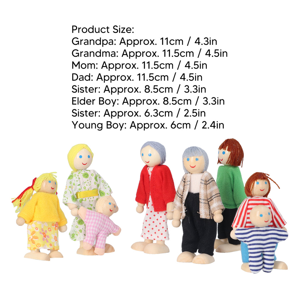 8pcs Wooden Dollhouse People Figures Y482