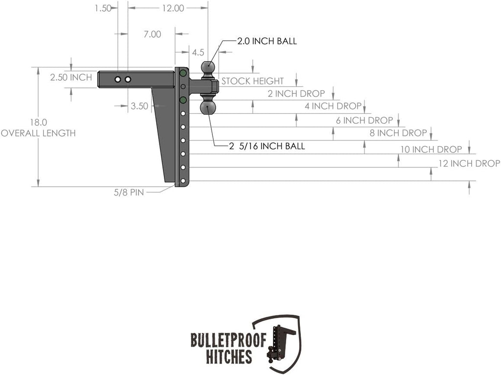 2.5" Adjustable Heavy Duty Trailer Hitch with Dual Ball B294732