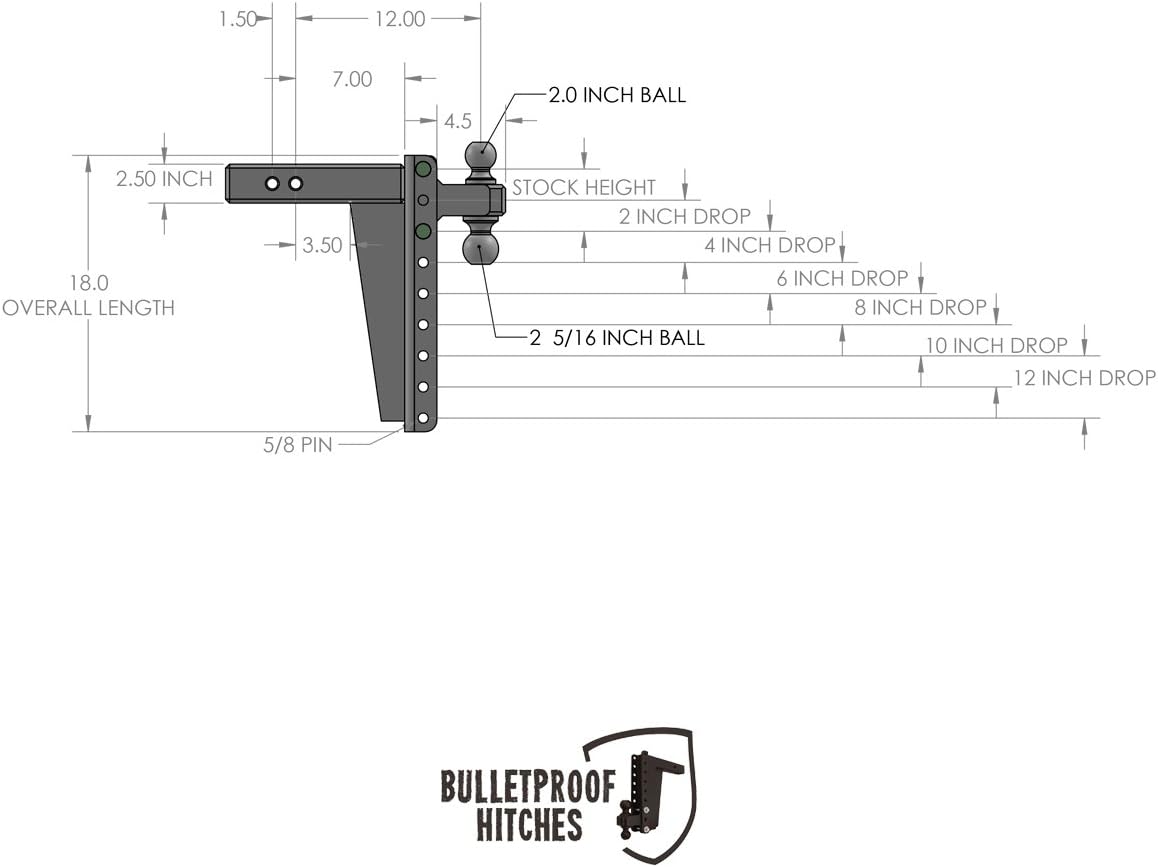 2.5" Adjustable Heavy Duty Trailer Hitch with Dual Ball B294732