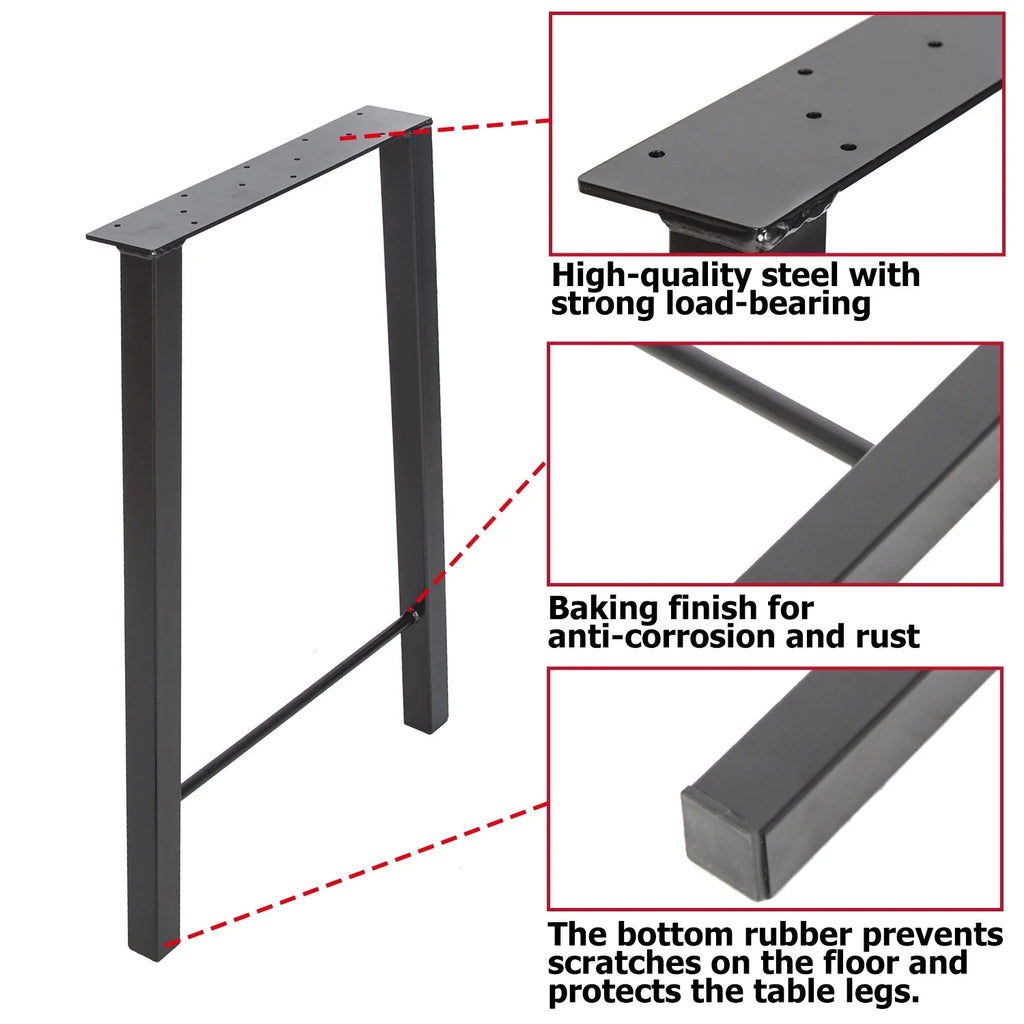 28"H×20"W Metal Table Legs Set of 2 Black H180383