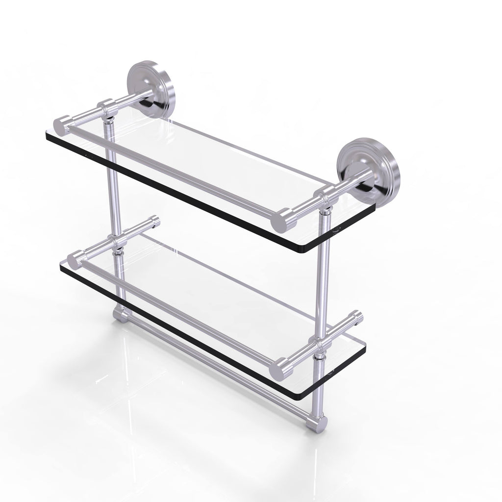16 in. Gallery Double Glass Shelf with Towel Bar Oil Rubbed Bronze N3066