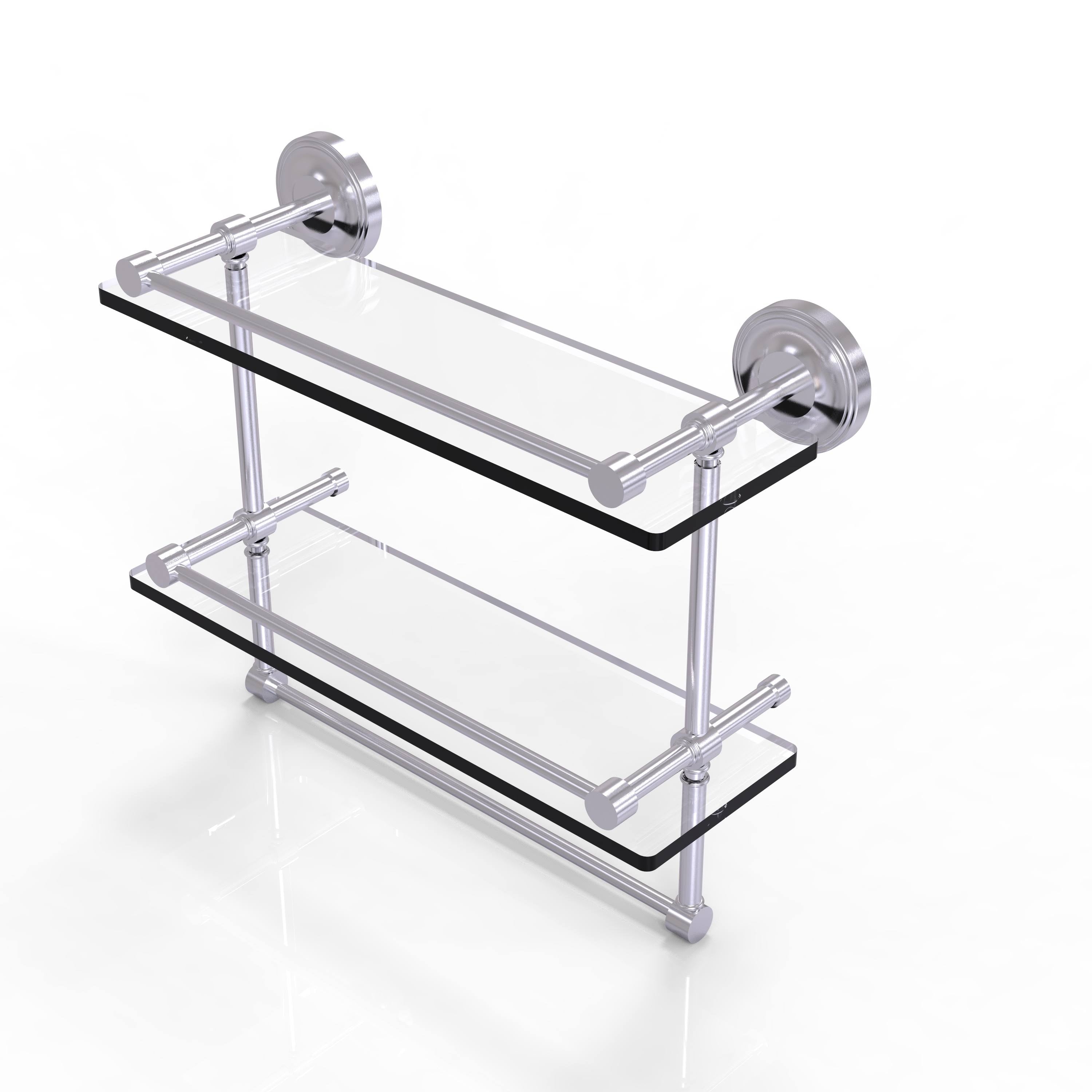 16 in. Gallery Double Glass Shelf with Towel Bar Oil Rubbed Bronze N3066