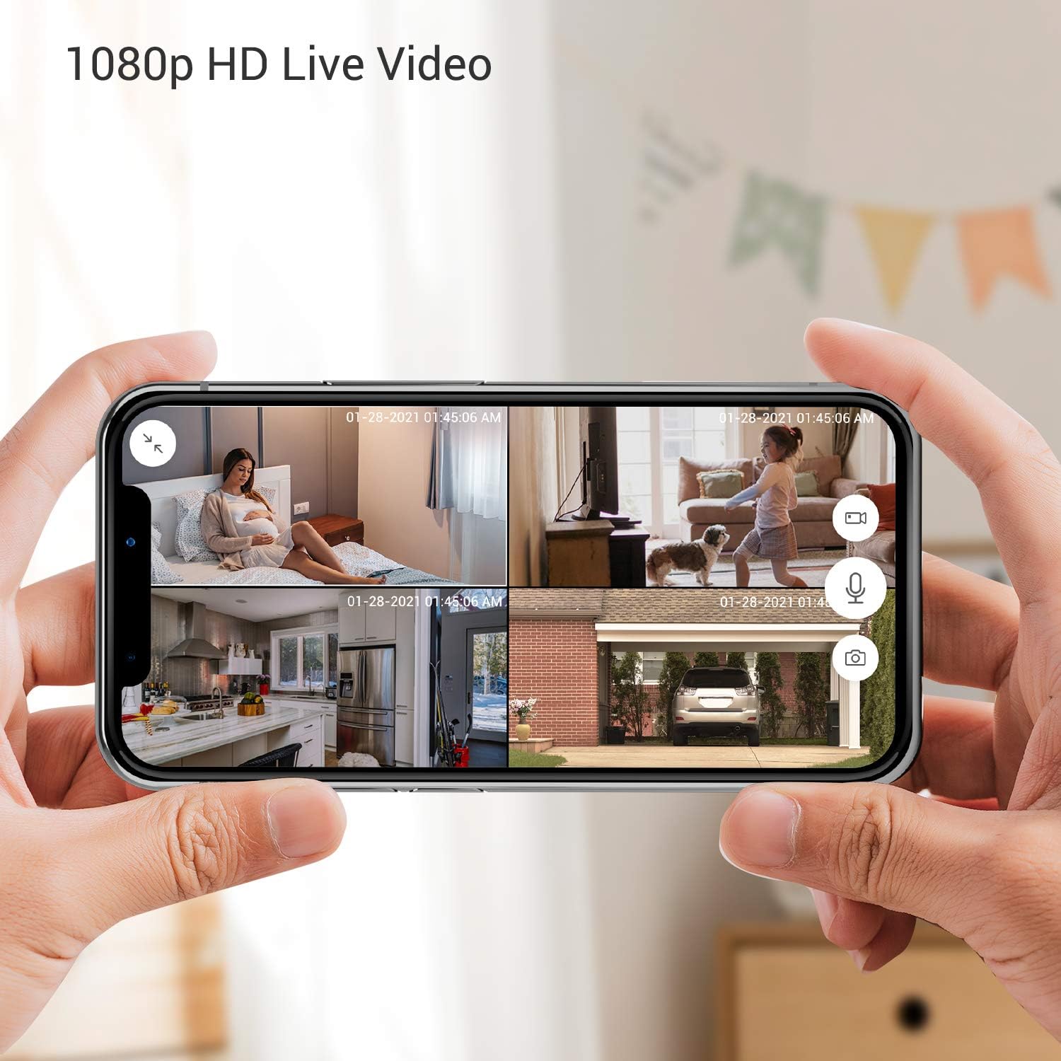White 1080p 3 Pack Wireless Security Camera H58210