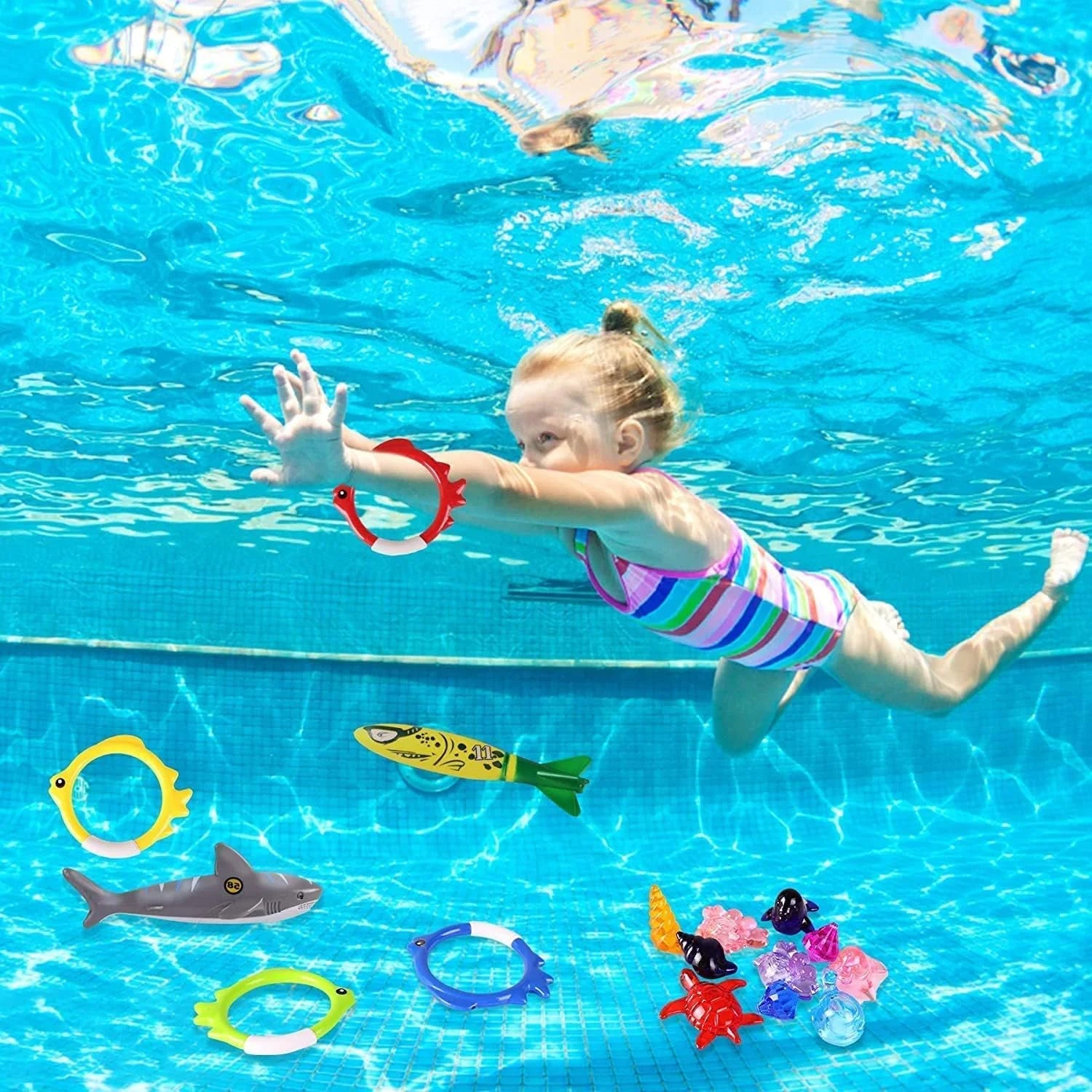 31 Pcs Pool Diving Toys Set with Storage Bag A56824