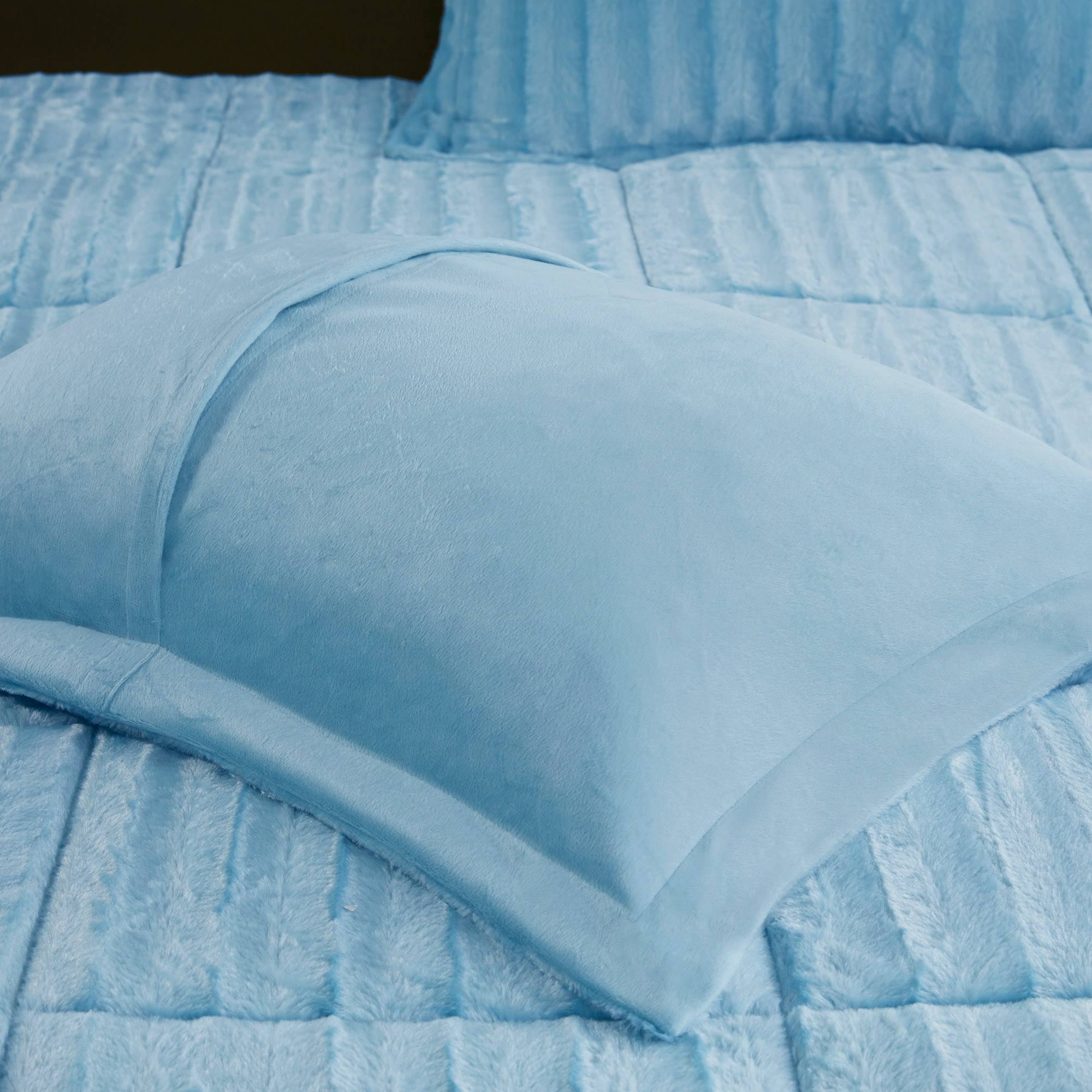 Black King/Cal King Faux Fur Comforter Mini Set U4296