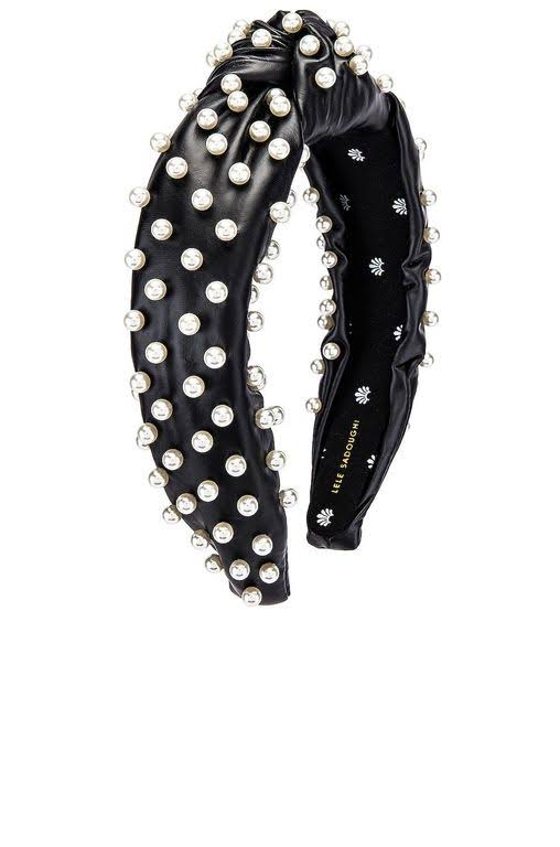 Faux Leather Pearl Knotted Headband Y287