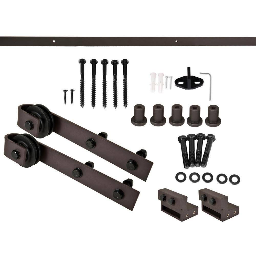 72 in. x 84 in. Solid Pine Wood Double Sliding Barn Door with Hardware Kit F627111