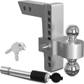Adjustable Trailer Hitch Ball Mount, 8 Inch Drop, 2 Inch Receiver, 12,500 LBS GTW, Forged Aluminum Shank, Dual Balls K205