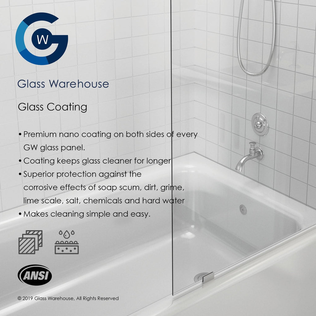 Frameless Shower Door Single Fixed Panel Matte Black S397091