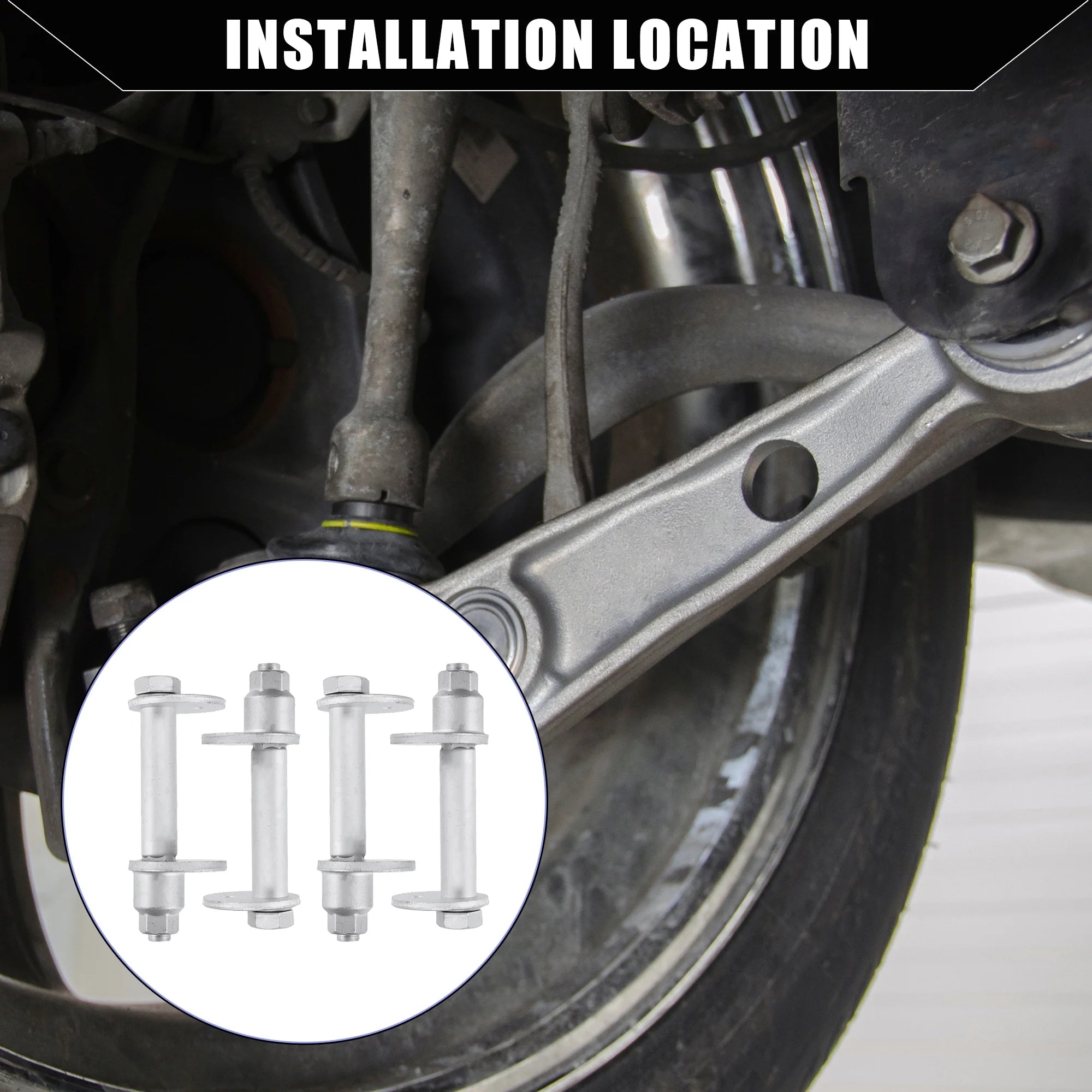 Cam Plate Toe Adjust Bolts for Toyota 4Runner 1995-2004 Metal 4 Sets Silver Tone L803790
