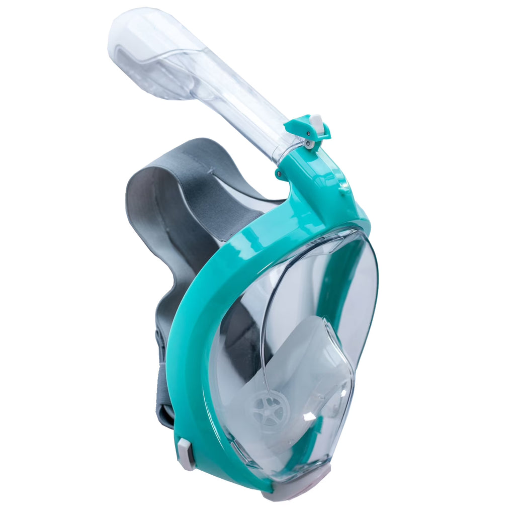 Turquoise Full Face Snorkel Mask with Action Camera Compatible Y3820