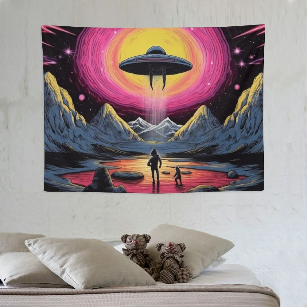 UFO Astronaut Galaxy Space Wall Art Tapestry U674