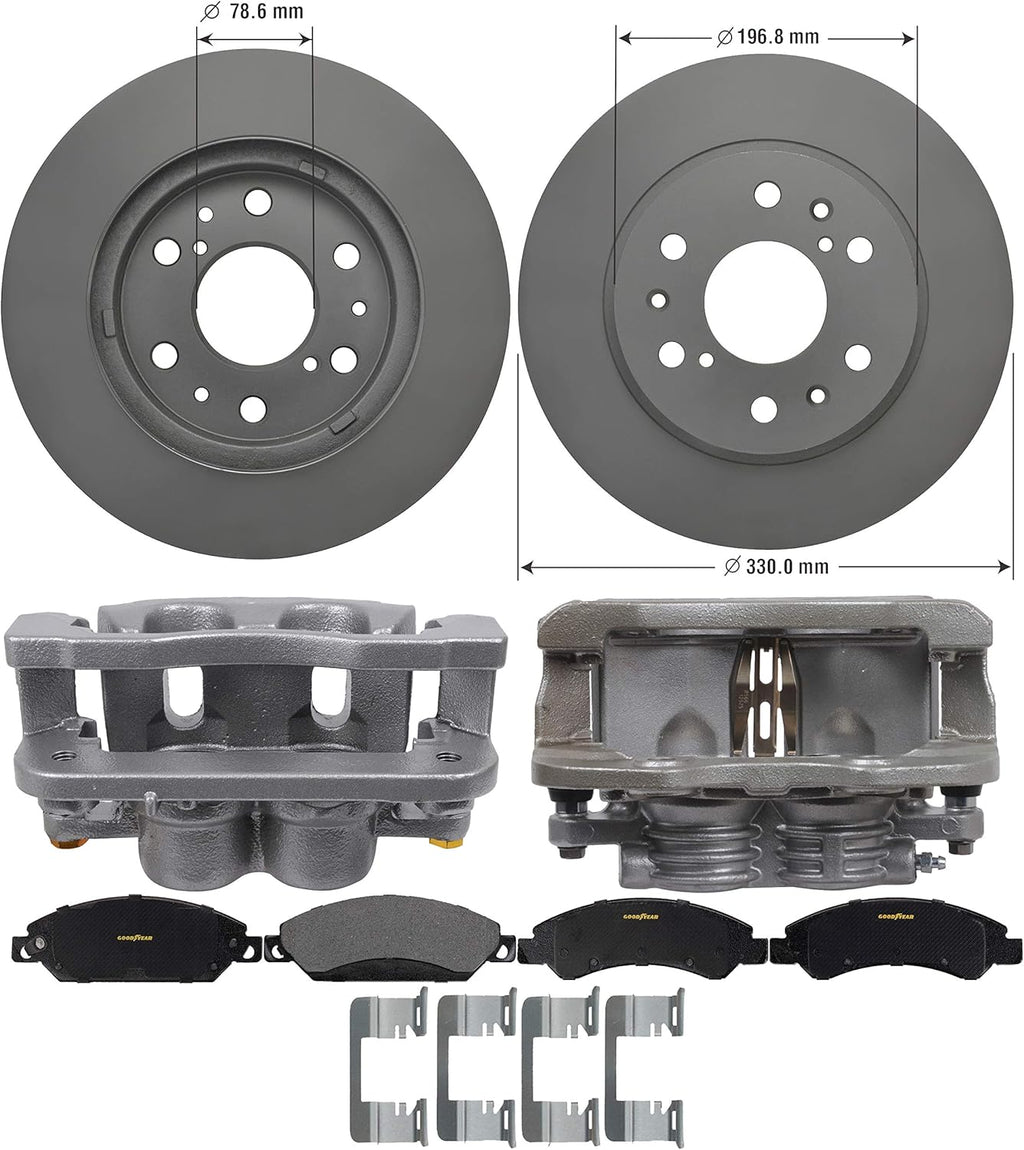 Front Brake Calipers Rotors Ceramic Pads C993314