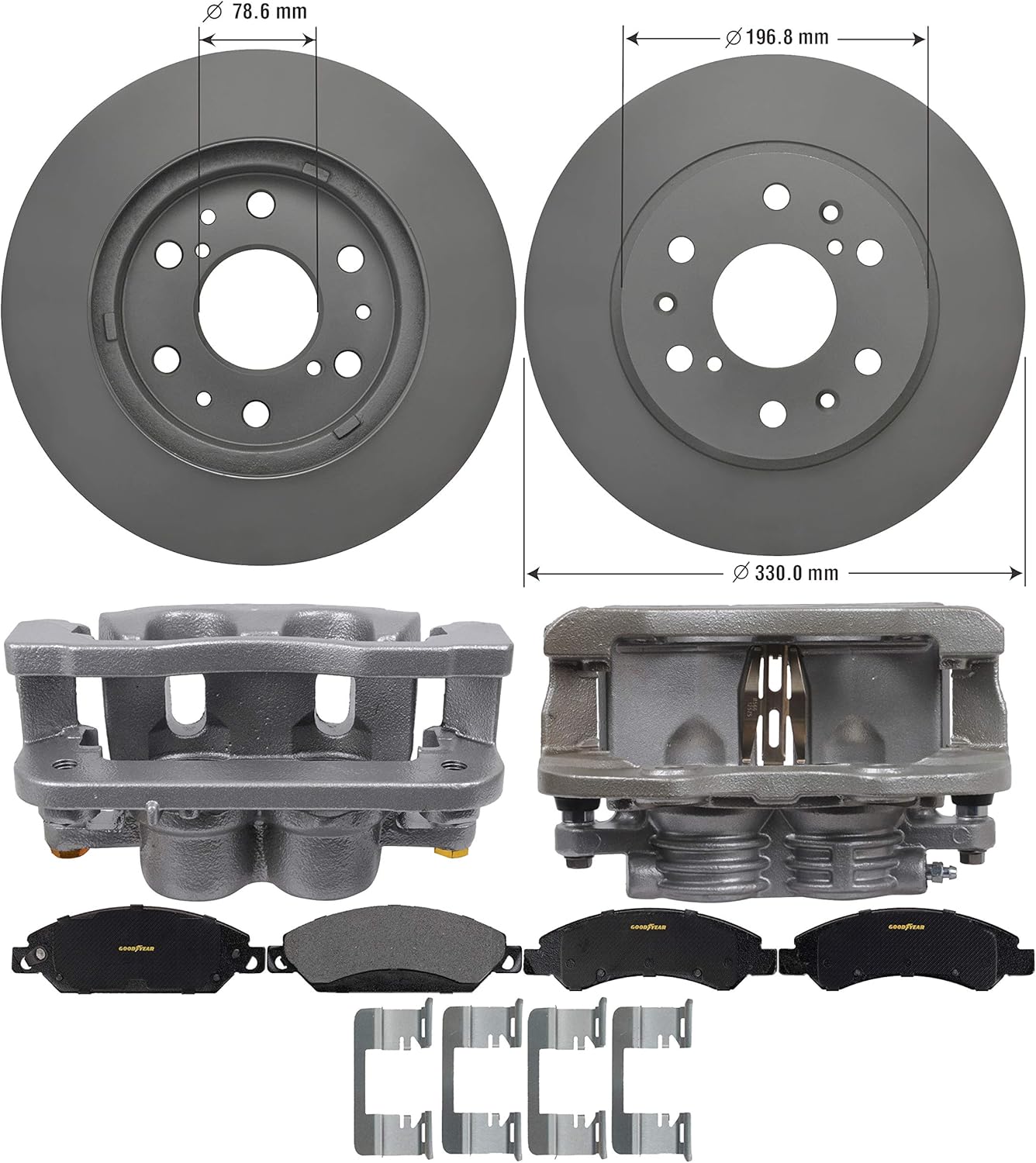 Front Brake Calipers Rotors Ceramic Pads C993314