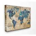 Vintage Abstract World Map Canvas Art - Black H8595
