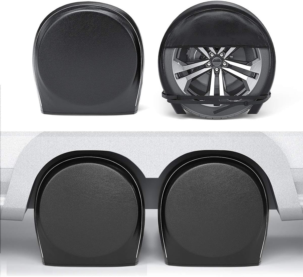 RV Tire Covers Set of 4, Heavy Duty Vinyl Wheel Covers for Diameter 29" to 31.75" (Black) X793