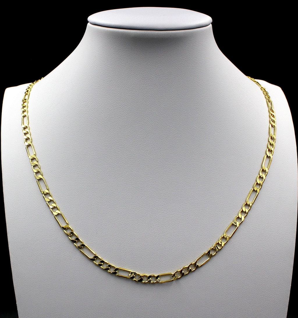 10K Yellow Gold Figaro Link Chain Pendant Necklace N325531