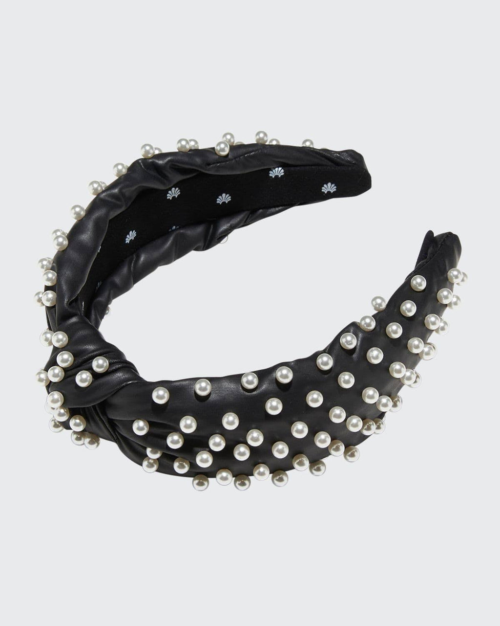 Faux Leather Pearl Knotted Headband Y287