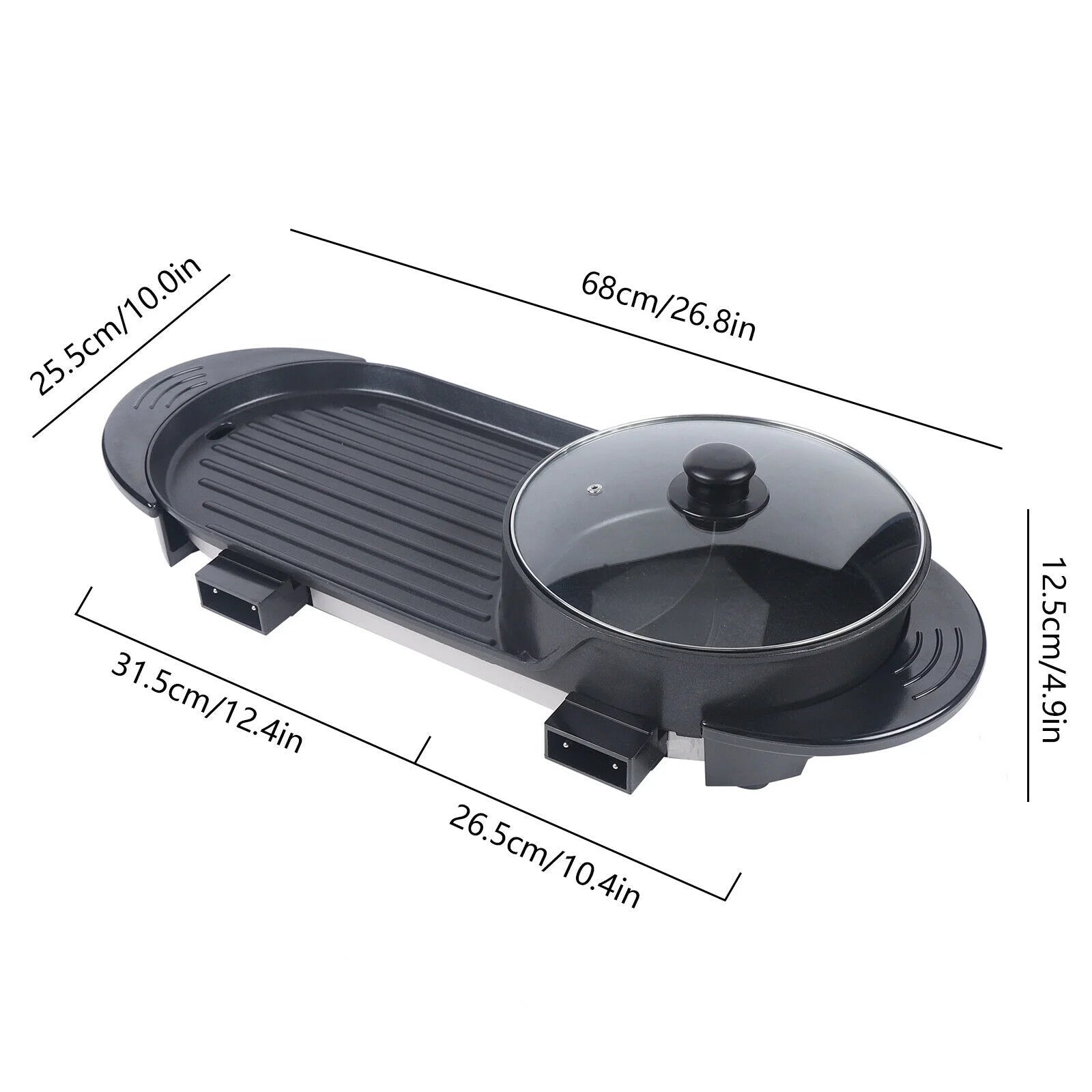 2 in 1 Portable Electric BBQ Grill Hot Pot Non-Stick Pan F7327