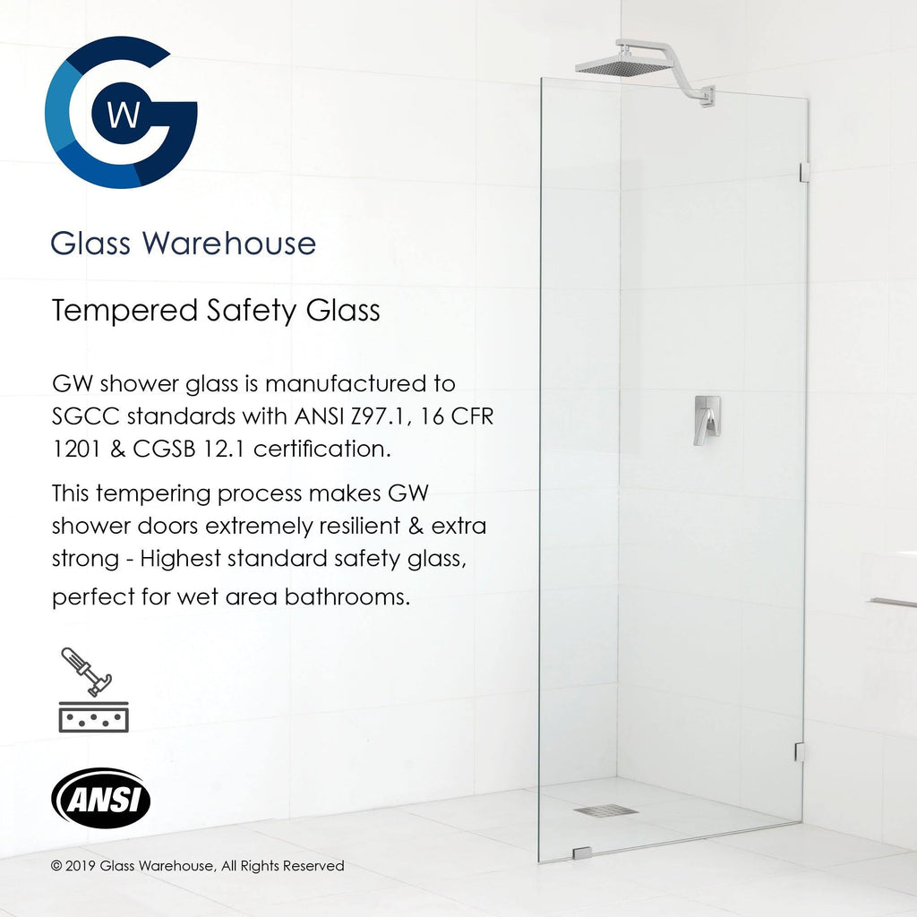 Frameless Shower Door Single Fixed Panel Matte Black S397091