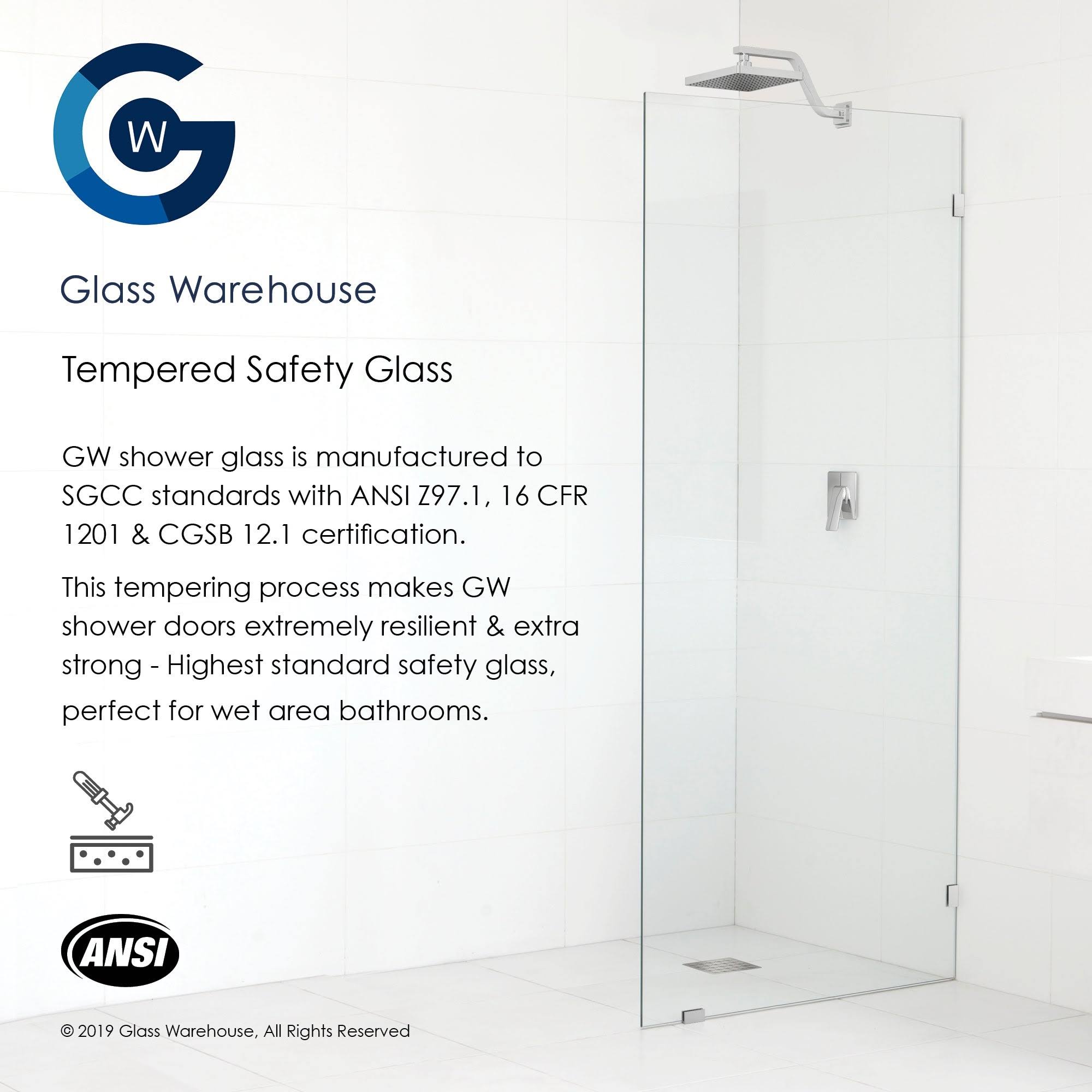 Frameless Shower Door Single Fixed Panel Matte Black S397091