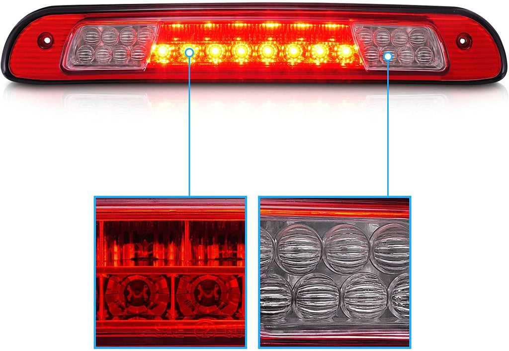 Red/Clear LED High Mount Stop Cargo 3rd Brake Lights Pack of 2 J3796