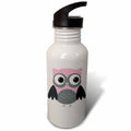 Pink and White Plaid Owl Sports Water Bottle, 21oz W860