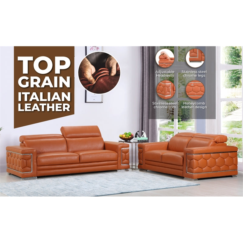 Genuine Italian Leather Loveseat in Gray M21388