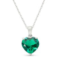 14K Solid White Gold Necklace With Heart Shape 2.75 ctw Genuine Emerald C21664