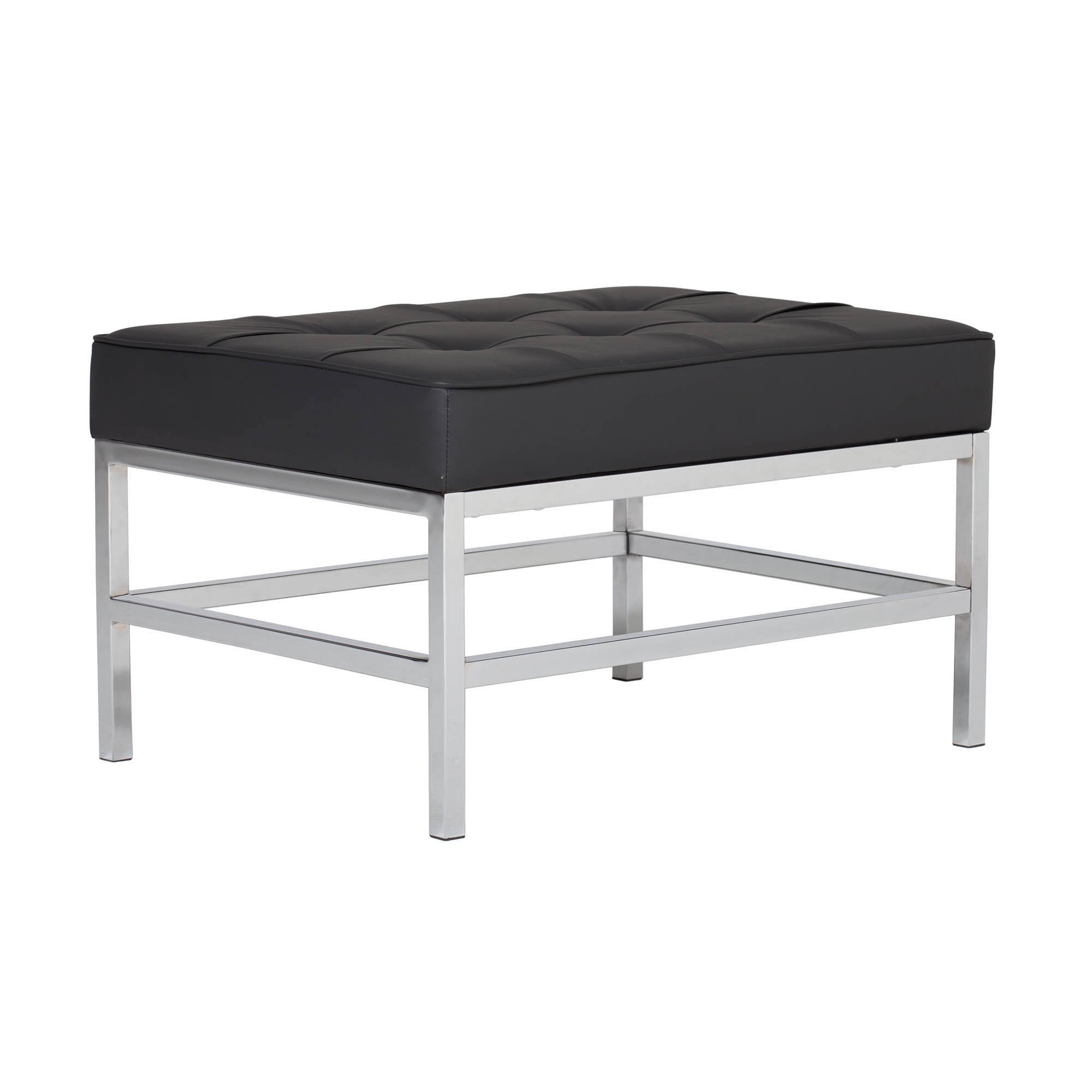 Black Bonded Leather Rectangle Ottoman I64366