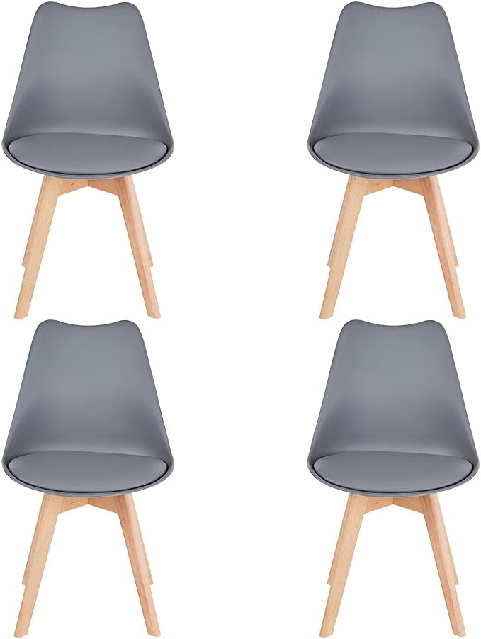 Black Mid Century Modern Side Chair with Wood Legs, Set of 2 R796182