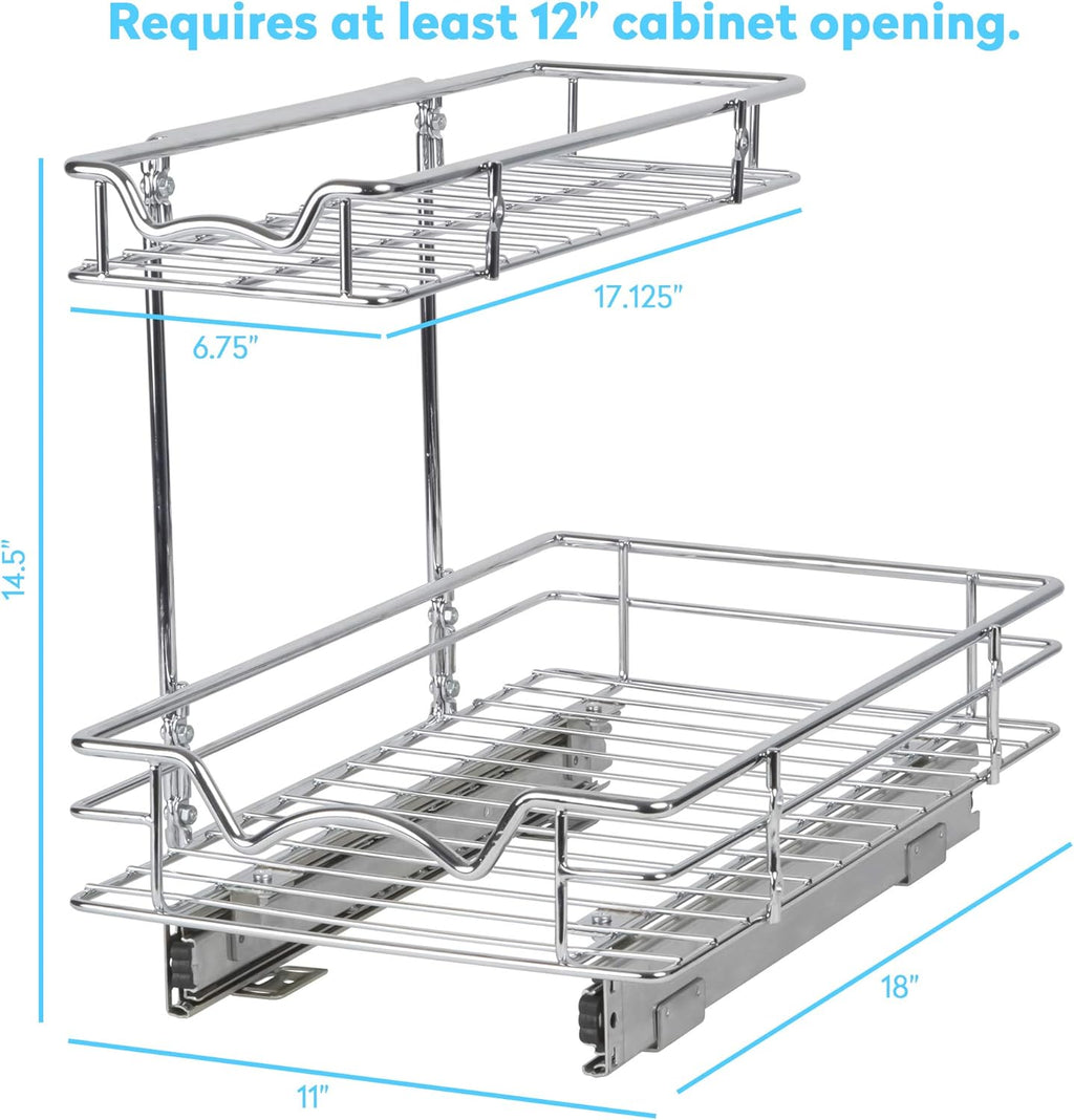 Under Sink Pull-Out Sliding Shelf Organizer, Chrome W2600