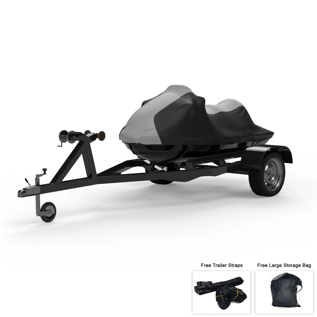 Gray Black Jet Ski Cover with Trailer Straps and Storage Bag M3930