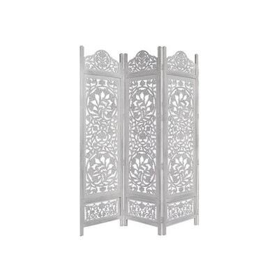 White Carved Wood Room Divider 72 Inches D16405
