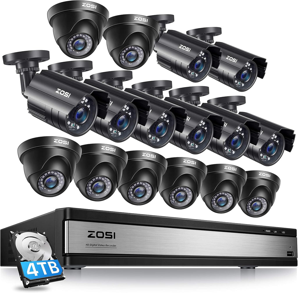 16CH 1080P Home Security Camera System with 2TB HDD, 8 x Wired 1080P Outdoor Indoor Weatherproof Cameras G551