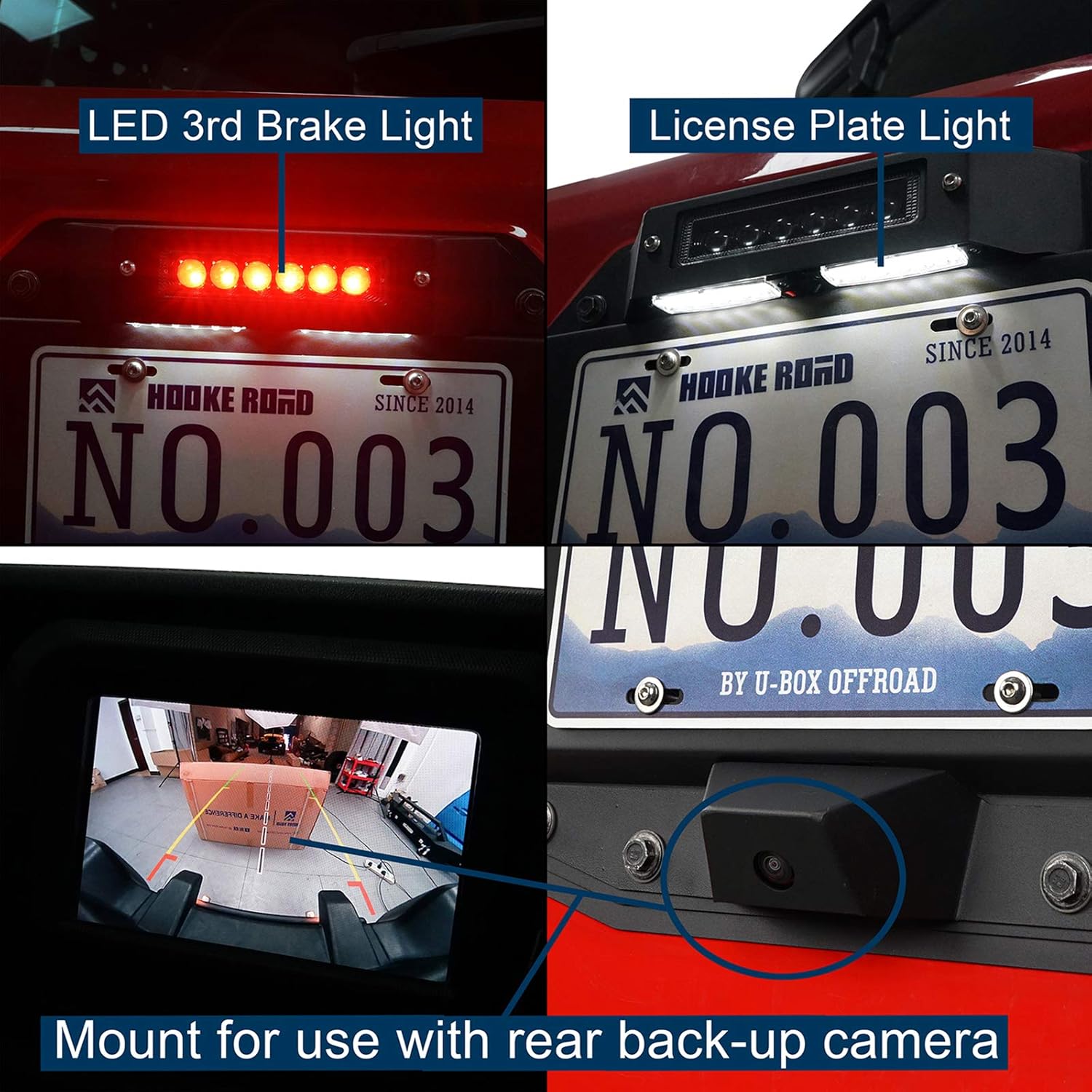 Spare Tire Delete License Plate Relocation Kit with Third Brake Light L198318