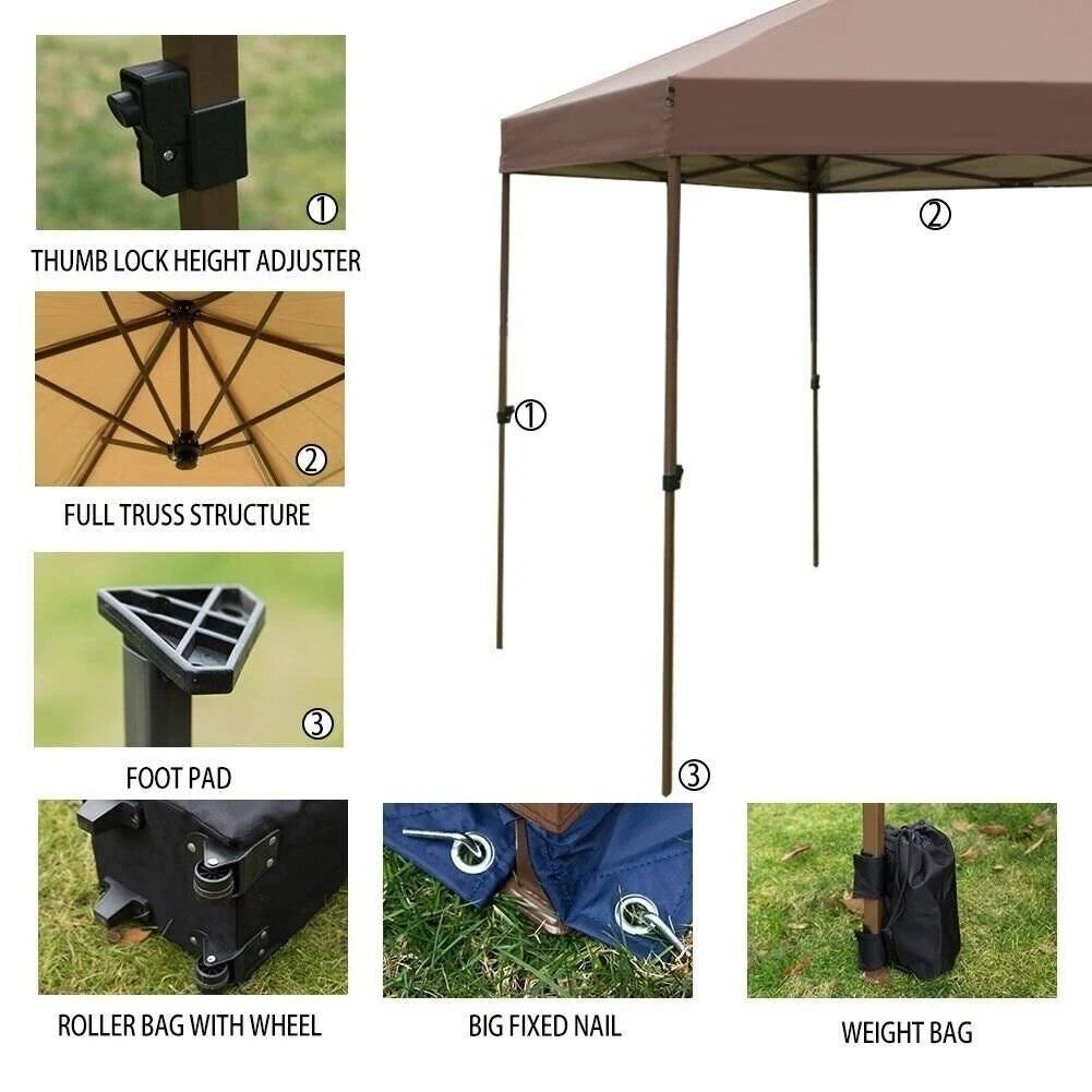Coffee Brown Beige Hexagon Pop Up Canopy Tent with Sidewalls A850
