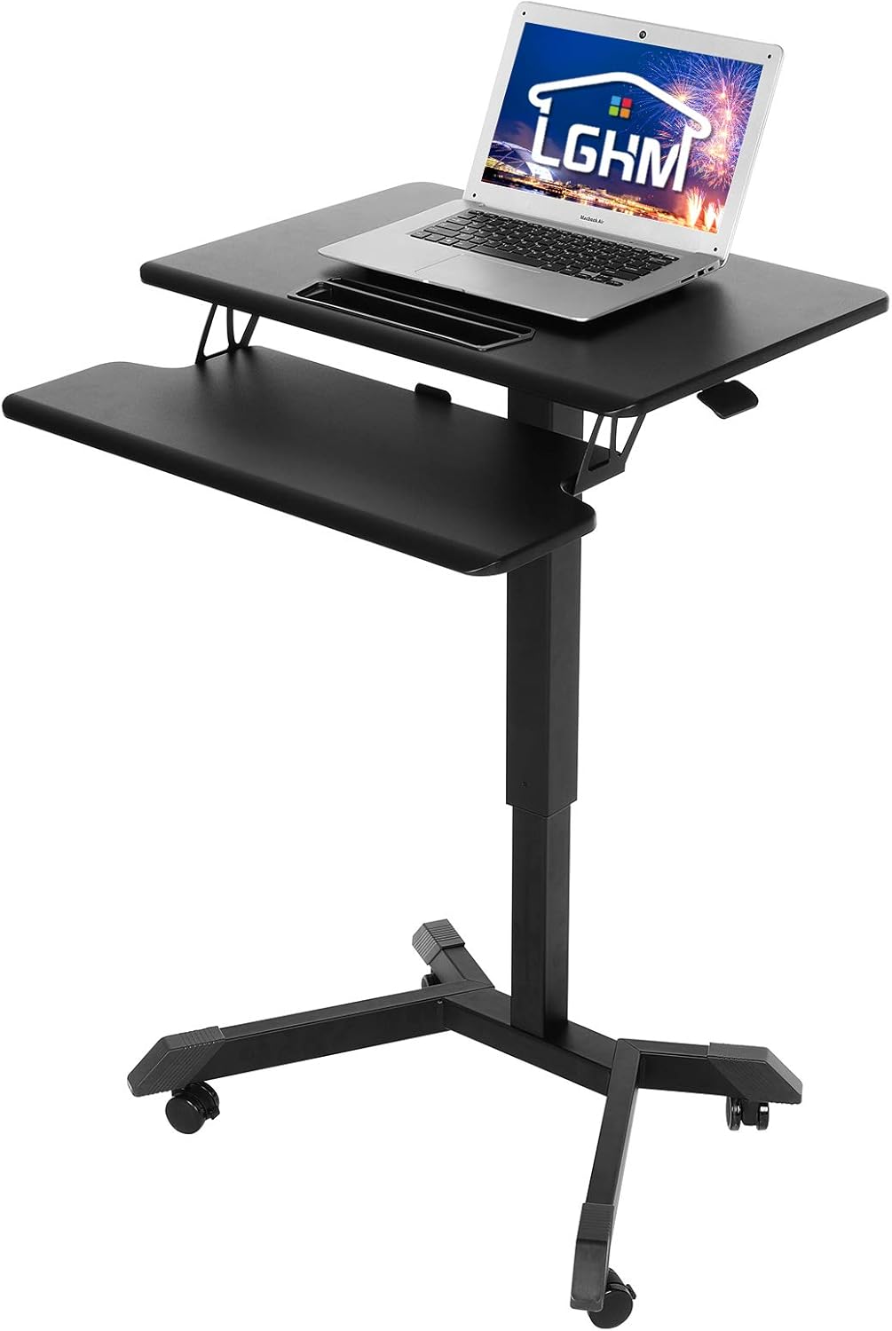 Rolling Desk with Keyboard, 4 Lockable Casters B744583