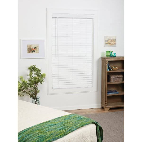 White Cordless Faux Wood Blinds W5590