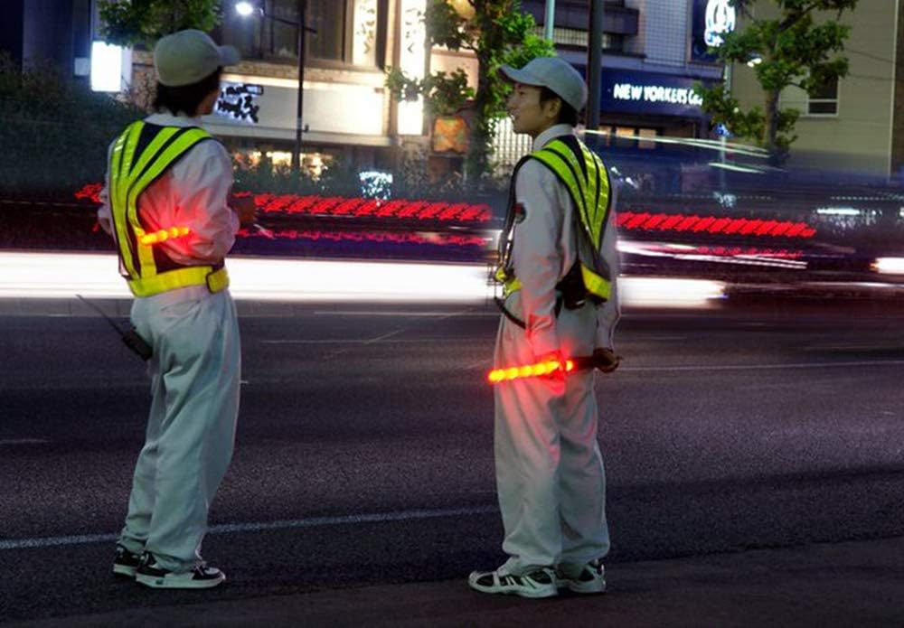 10 Pieces 21-inch Traffic Control Wand with 6 Red LED, 2 Flashing Modes, Pack of 2 S191