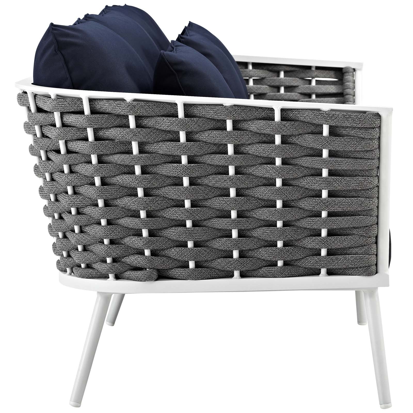 White Navy 3 Piece Aluminum Outdoor Sectional Sofa Set J91308