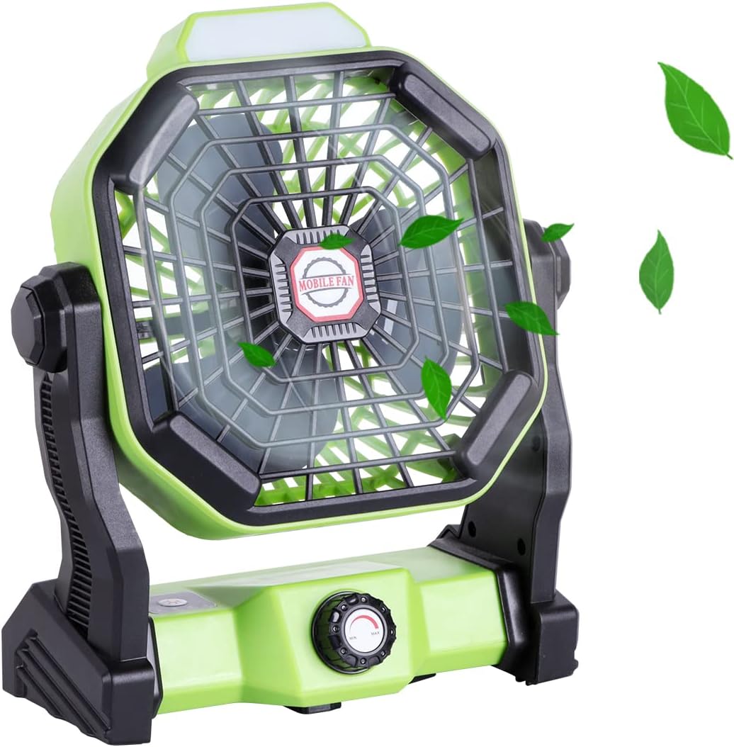 Green Portable Rechargeable LED Camping Fan, 7800mAh, Pack of 2 K74331
