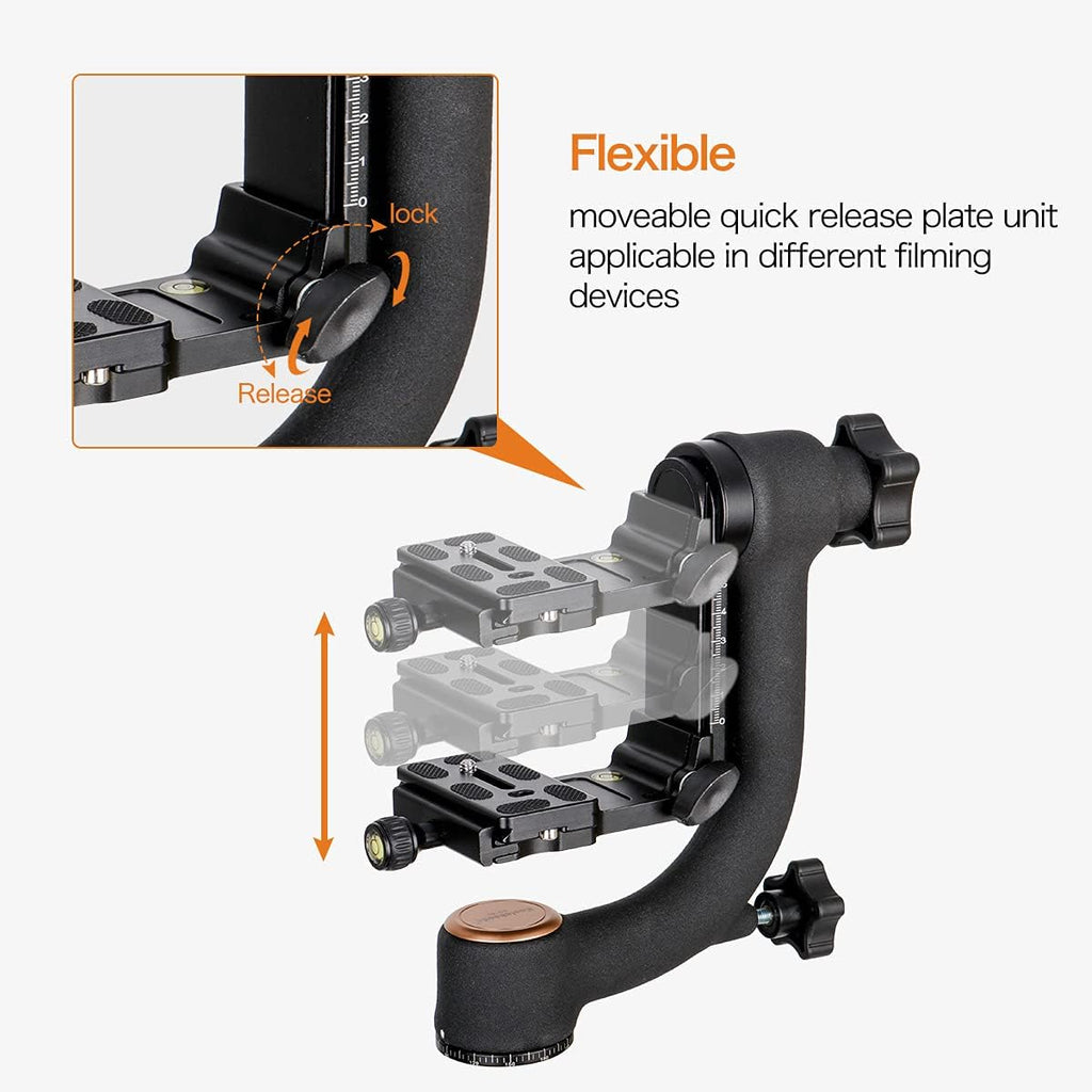 Q45 Gimbal Head Heavy Duty Metal Gimbal Tripod Head with Arca-Type Quick Release Plate and Bubble Level for DSLR Cameras up to 26lbs/12kg O242435