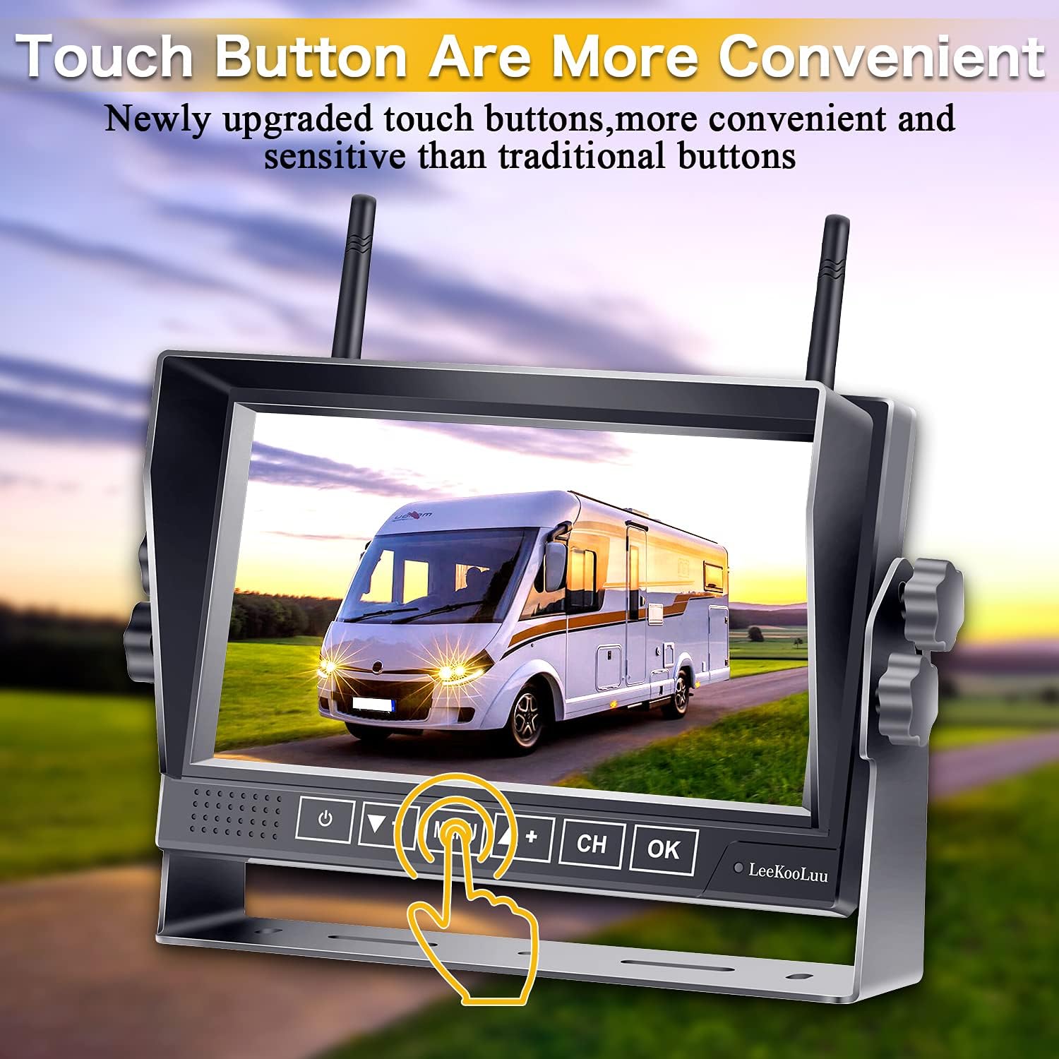 7'' LCD Split Screen 4 Channel Wireless Backup Camera Monitor F1078