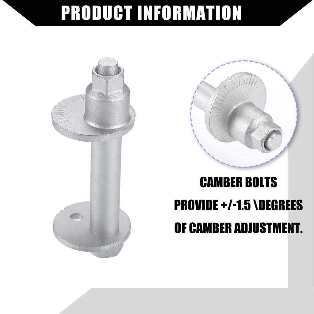 Cam Plate Toe Adjust Bolts for Toyota 4Runner 1995-2004 Metal 4 Sets Silver Tone L803790
