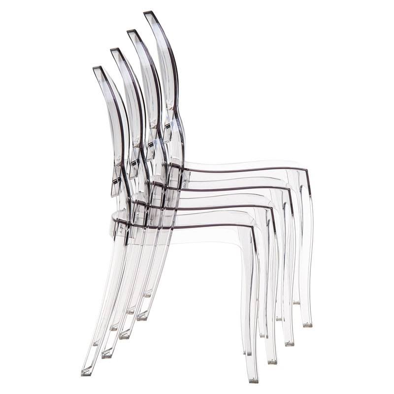 Transparent Pink Polycarbonate Dining Chair, Set of 2 V5696