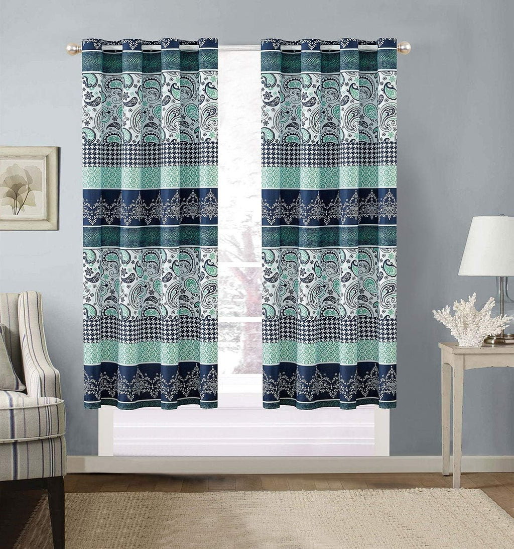 Navy Blue Paisley 3-Piece King/Cal King Size Quilt Set Z520