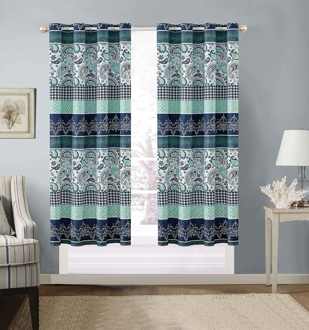 Navy Blue Paisley 3-Piece King/Cal King Size Quilt Set Z520