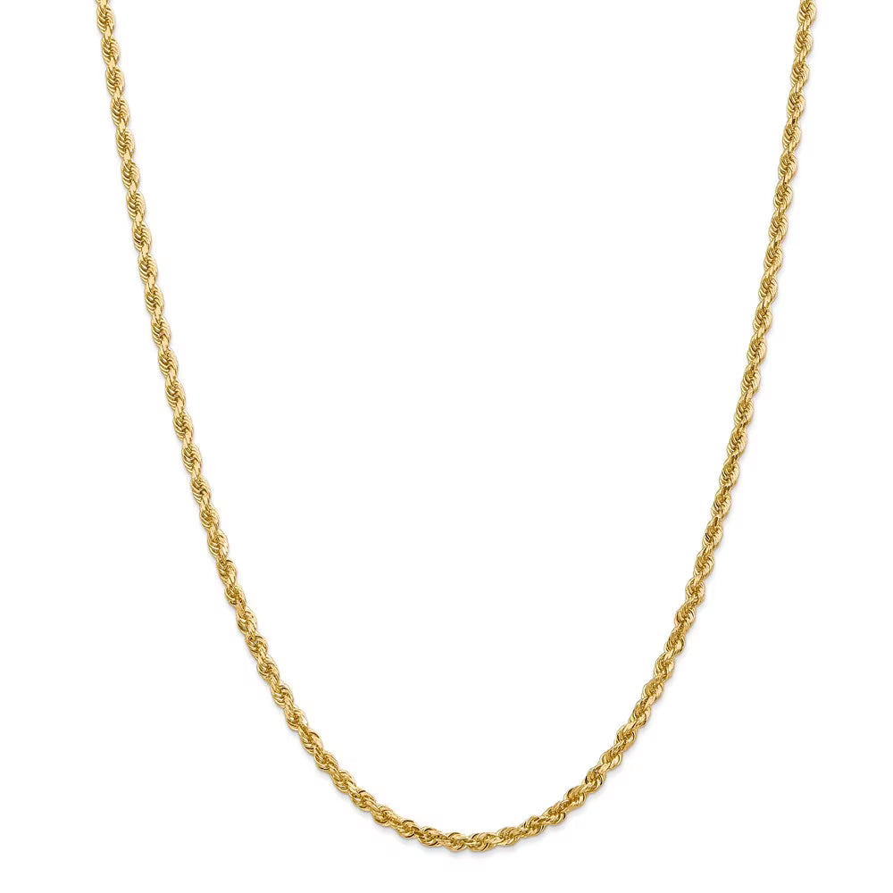 14kt Yellow Gold Diamond Cut Rope Chain 24 inch Lobster Clasp O425