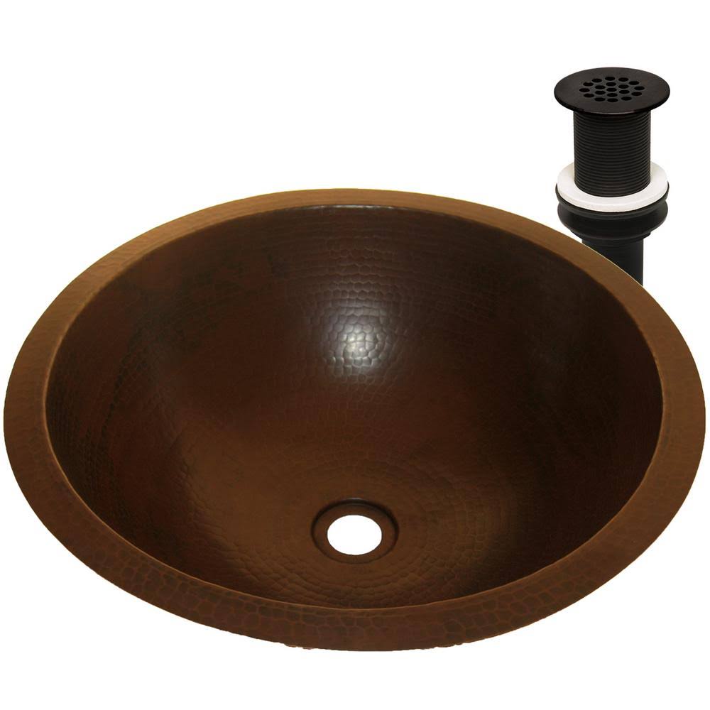 Copper Bathroom Sink with Oil Rubbed Bronze Drain W100
